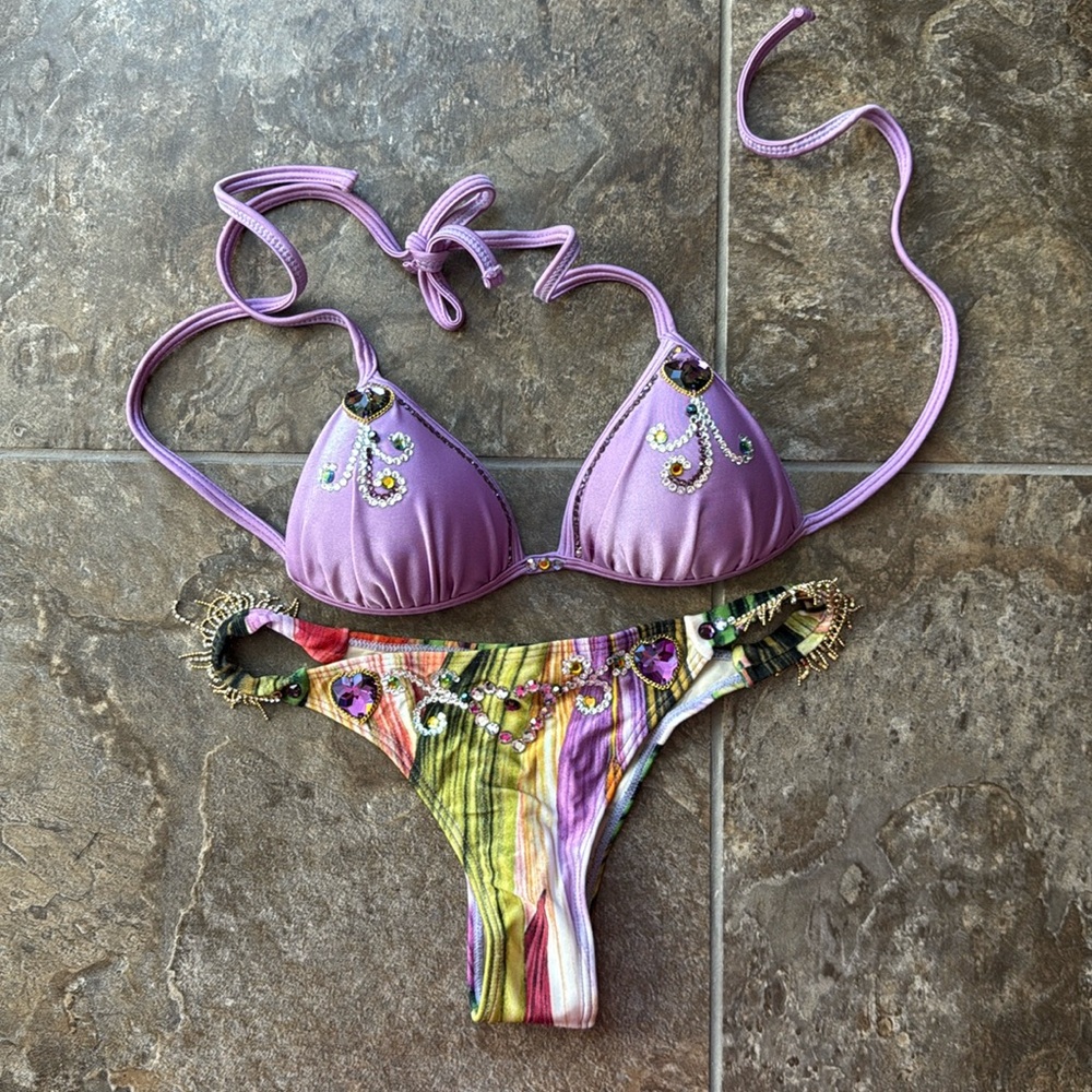 One of a kind Morena Rosa Swarovski Crystal Blinged Bikini 🩷